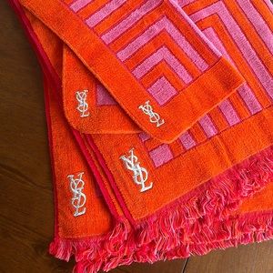 Hot Pink and Orange Vintage YSL Bath Towels
